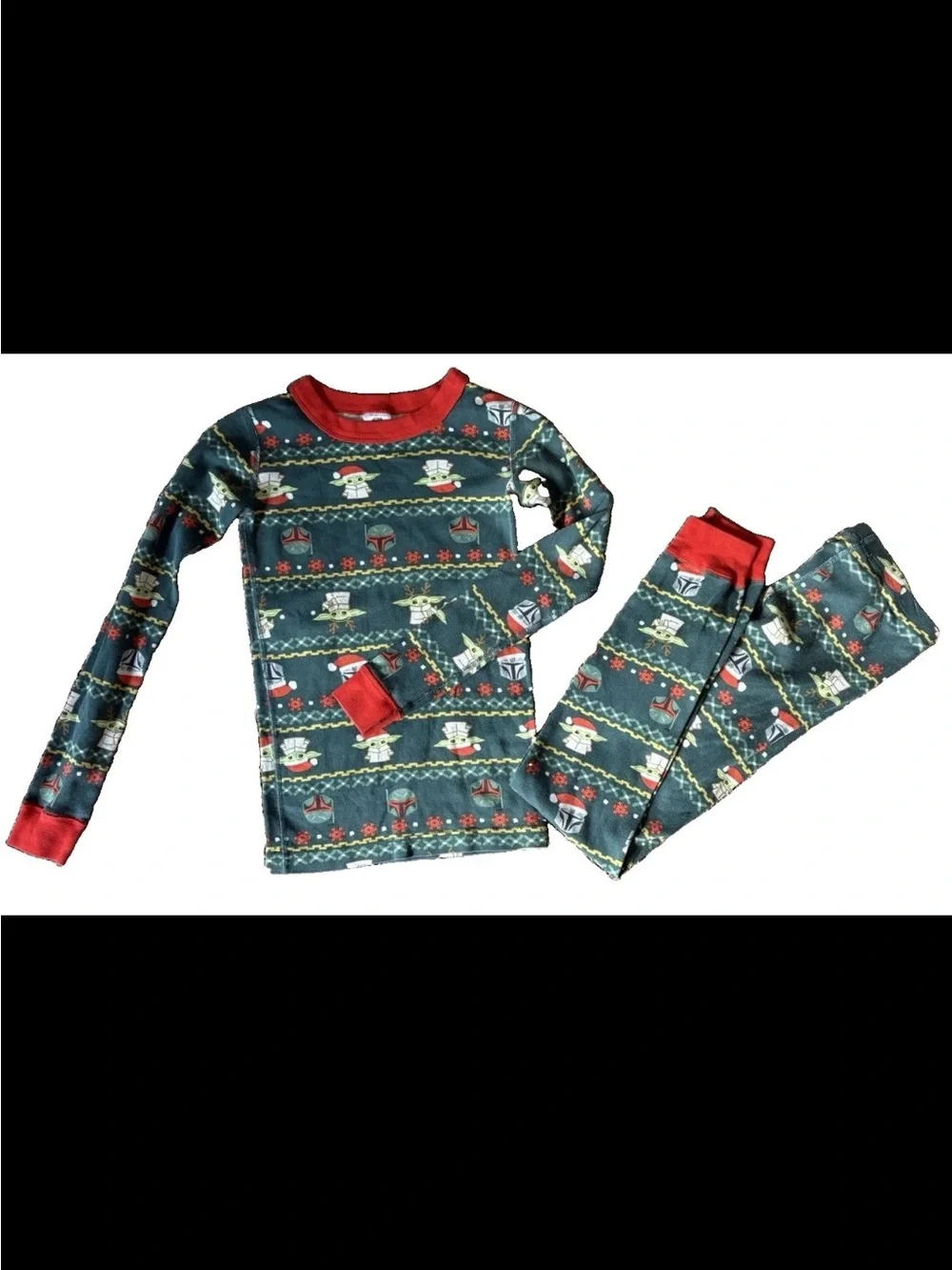Hanna Andersson Green and Red Grogu Holiday Pajama Set